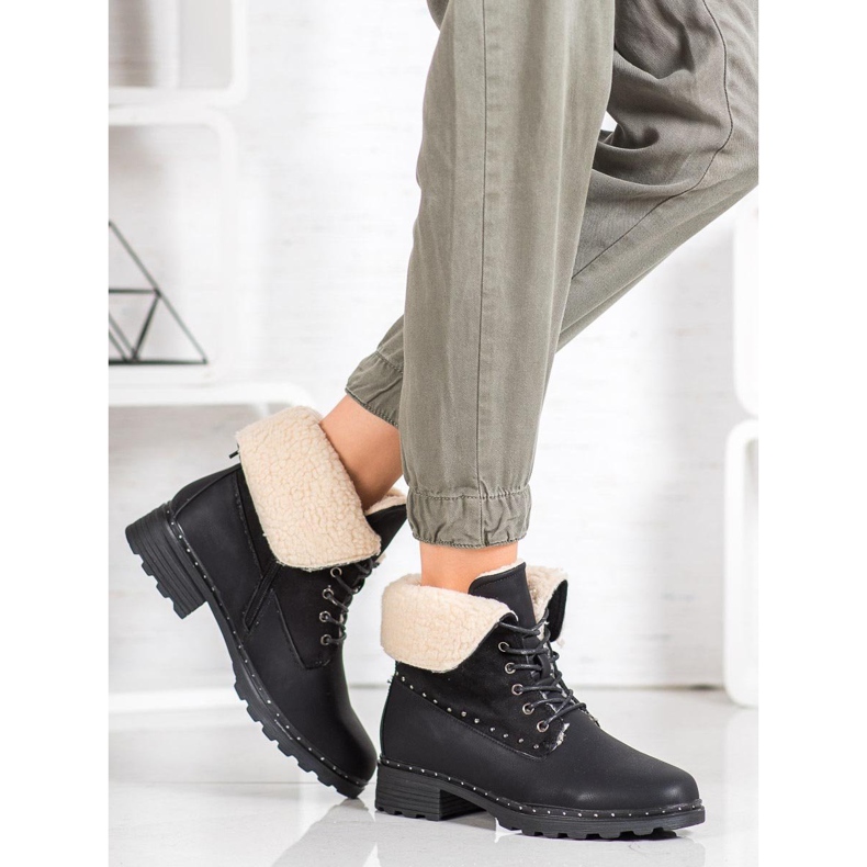 SHELOVET Botas negras con piel de oveja negro 2