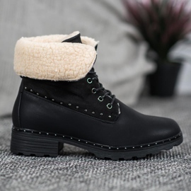 SHELOVET Botas negras con piel de oveja negro 4