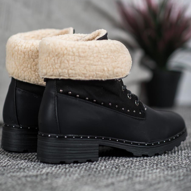 SHELOVET Botas negras con piel de oveja negro 1