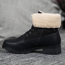 SHELOVET Botas negras con piel de oveja negro 5