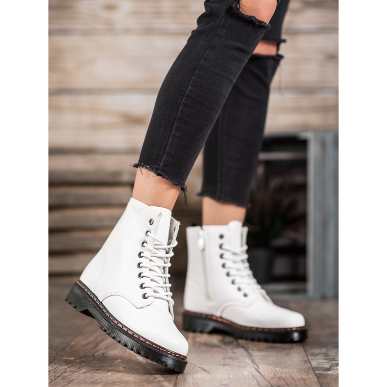 SHELOVET Trabajadores blancos con cuero ecológico 2