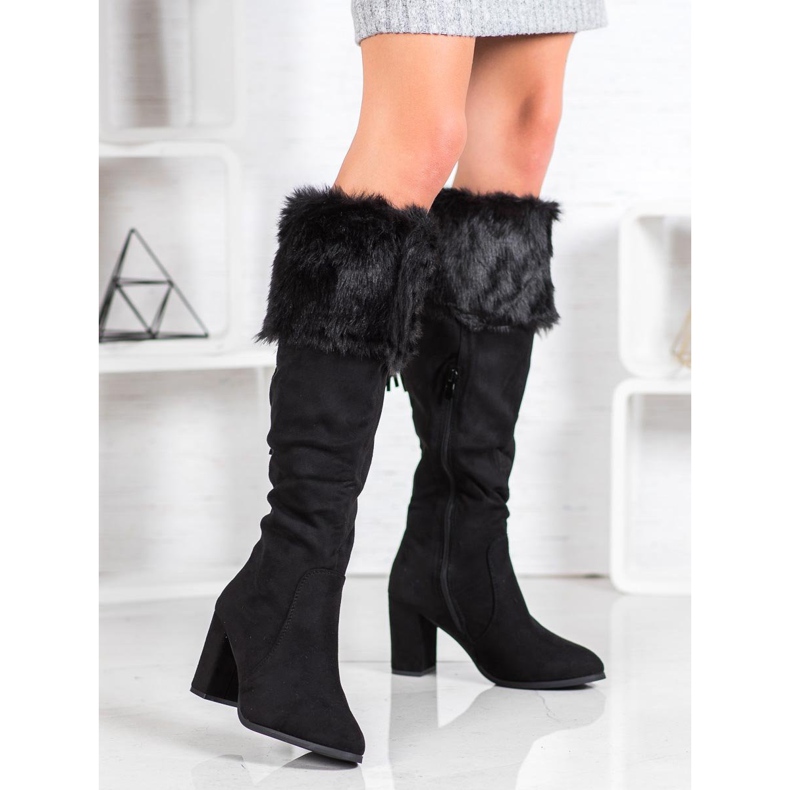 SHELOVET Botas de ante con piel negro 1