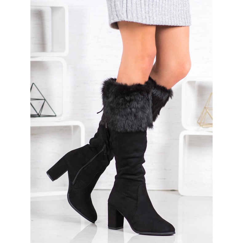 SHELOVET Botas de ante con piel negro 2