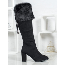 SHELOVET Botas de ante con piel negro 4