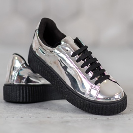 Corina Zapatos plateados en la plataforma gris 5