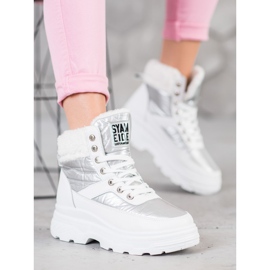 Bella Paris Zapatillas con piel de oveja blanco 3