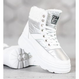 Bella Paris Zapatillas con piel de oveja blanco 5