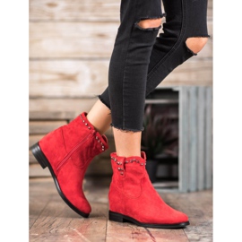 Ideal Shoes Botas camperas calentitas con chorros rojo 5