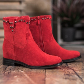 Ideal Shoes Botas camperas calentitas con chorros rojo 2