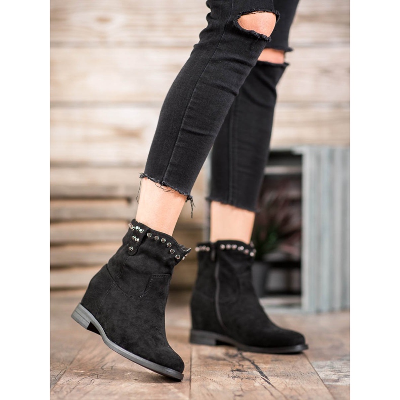 Ideal Shoes Botas camperas calentitas con chorros negro 2