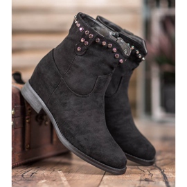 Ideal Shoes Botas camperas calentitas con chorros negro 3