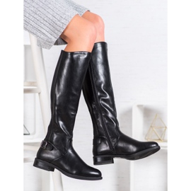 SHELOVET Botas de montar cómodas negro 2