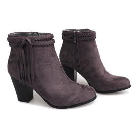 Botines de ante en una barra con flecos B324 Gris 1 Botines de ante en una barra con flecos B324 Gris 1