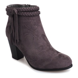 Botines de ante en una barra con flecos B324 Gris 2