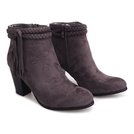 Botines de ante en una barra con flecos B324 Gris 3
