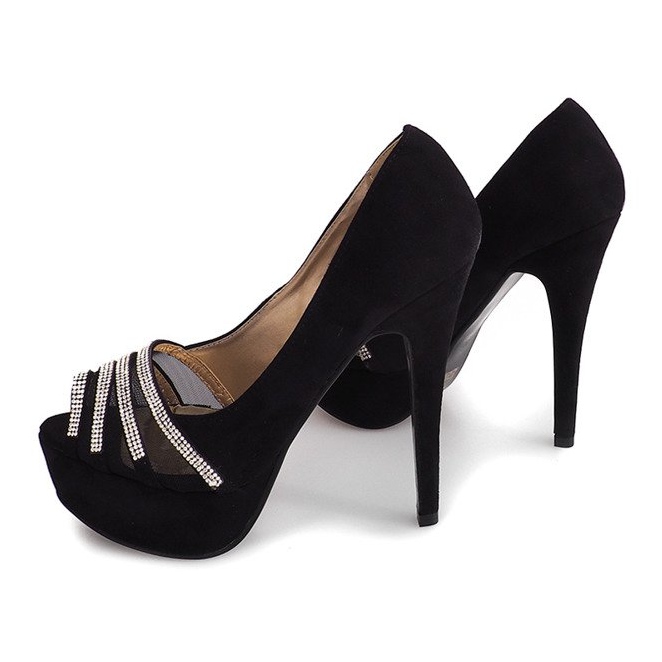 Zapatos de tacón de ante en un tacón alto MD7079-1 Negro 2 Zapatos de tacón de ante en un tacón alto MD7079-1 Negro 2