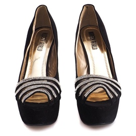 Zapatos de tacón de ante en un tacón alto MD7079-1 Negro 3