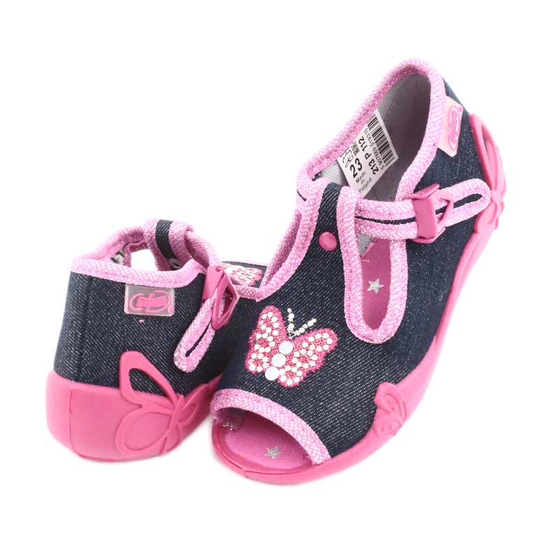 Calzado infantil befado 213P112 azul marino rosado gris 4