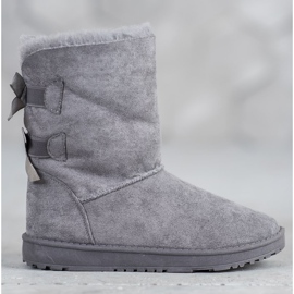 Haver Botas de nieve cálidas con lazos gris 3