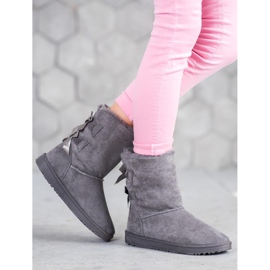 Haver Botas de nieve cálidas con lazos gris 7