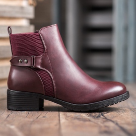 SHELOVET Cómodas botas burdeos rojo 5