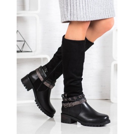 SHELOVET Botas con diamantes de imitación negro 3