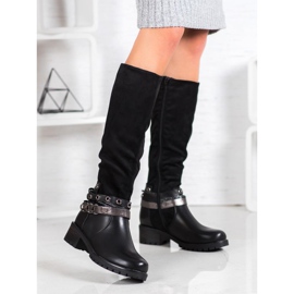 SHELOVET Botas con diamantes de imitación negro 4