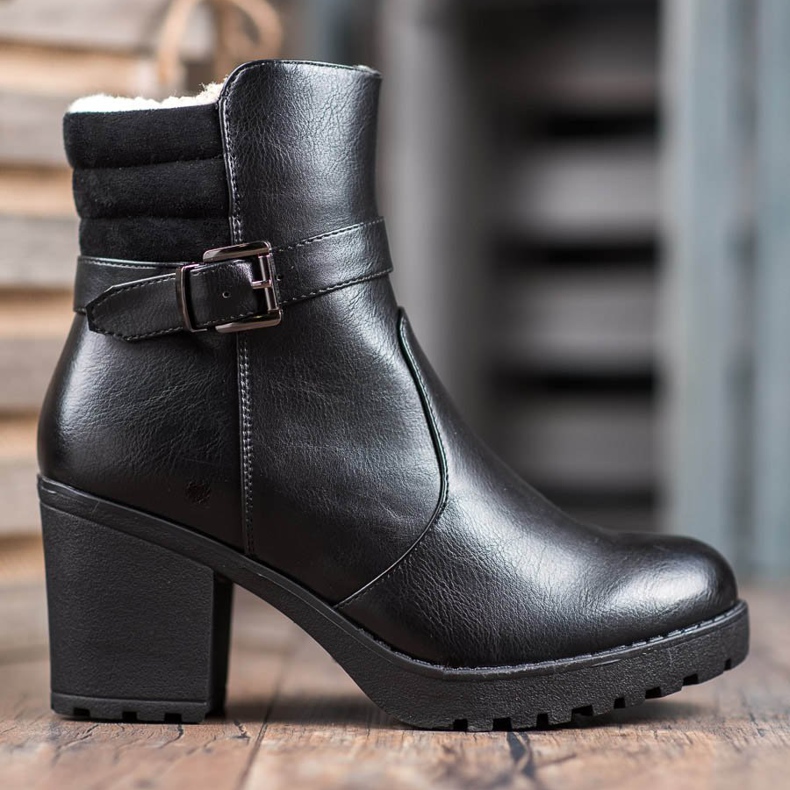 J. Star Cómodas botas de cuero ecológico negro 2