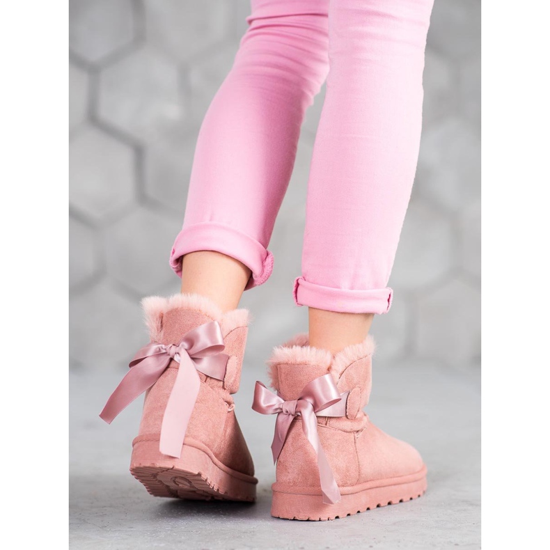 SHELOVET Mukluki caliente con un lazo rosa 1