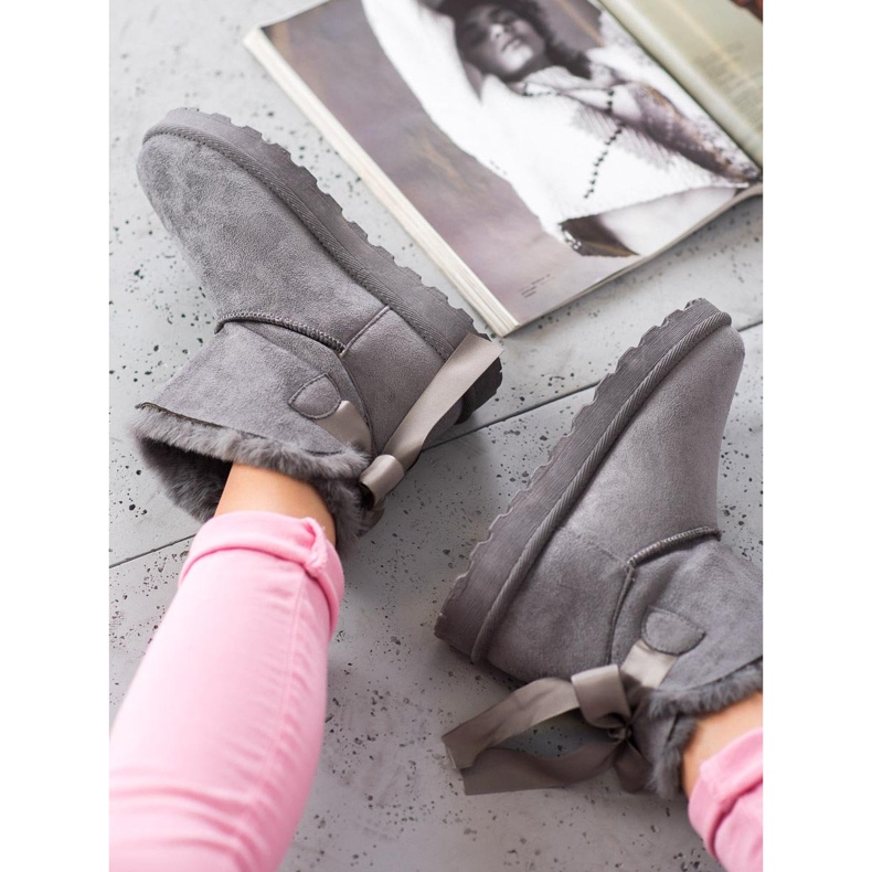 SHELOVET Mukluki caliente con un lazo gris 2 SHELOVET Mukluki caliente con un lazo gris 2