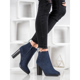 Ideal Shoes Botas clásicas de tacón alto azul 6