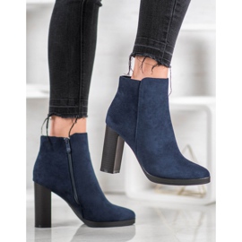 Ideal Shoes Botas clásicas de tacón alto azul 1