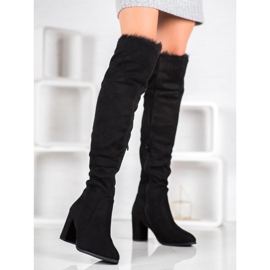 SHELOVET Botas de ante con piel negro 5