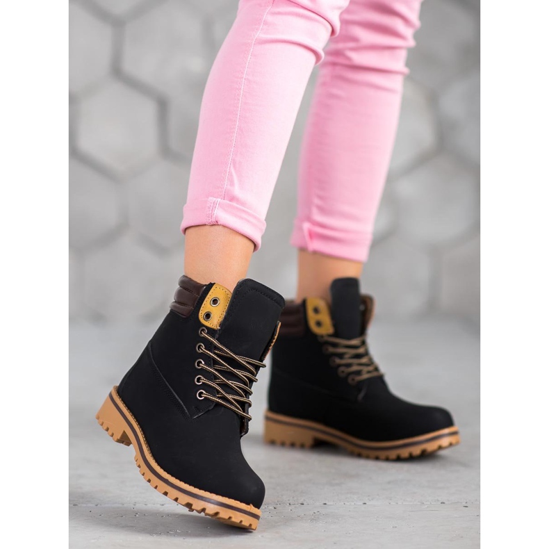 SHELOVET Botas cálidas para caminar en la plataforma negro 2