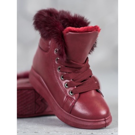 SHELOVET Botines atados con piel rojo 5
