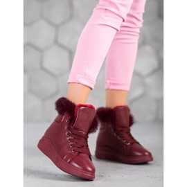 SHELOVET Botines atados con piel rojo 2 SHELOVET Botines atados con piel rojo 2