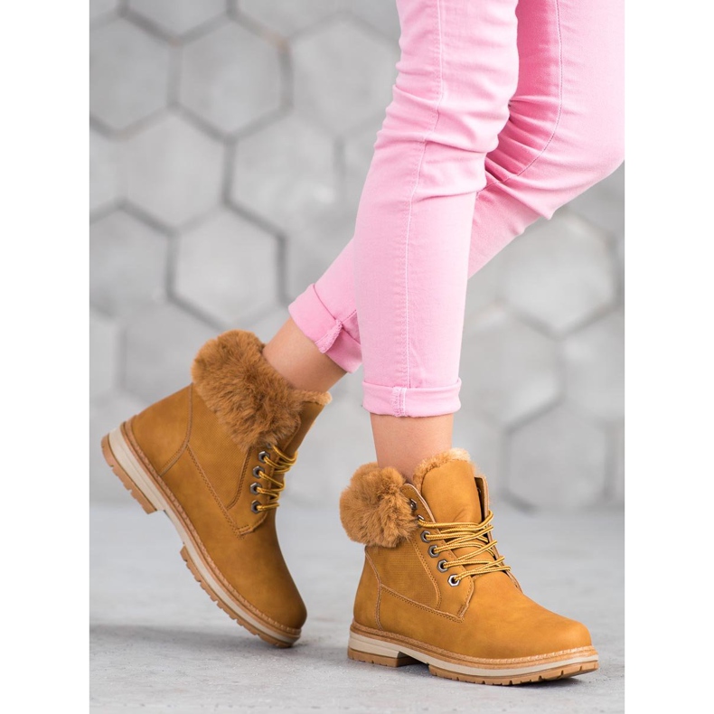 SHELOVET Camello Trappers con piel marrón 1