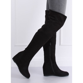 Negro PE108 Botas de cuña negras 3