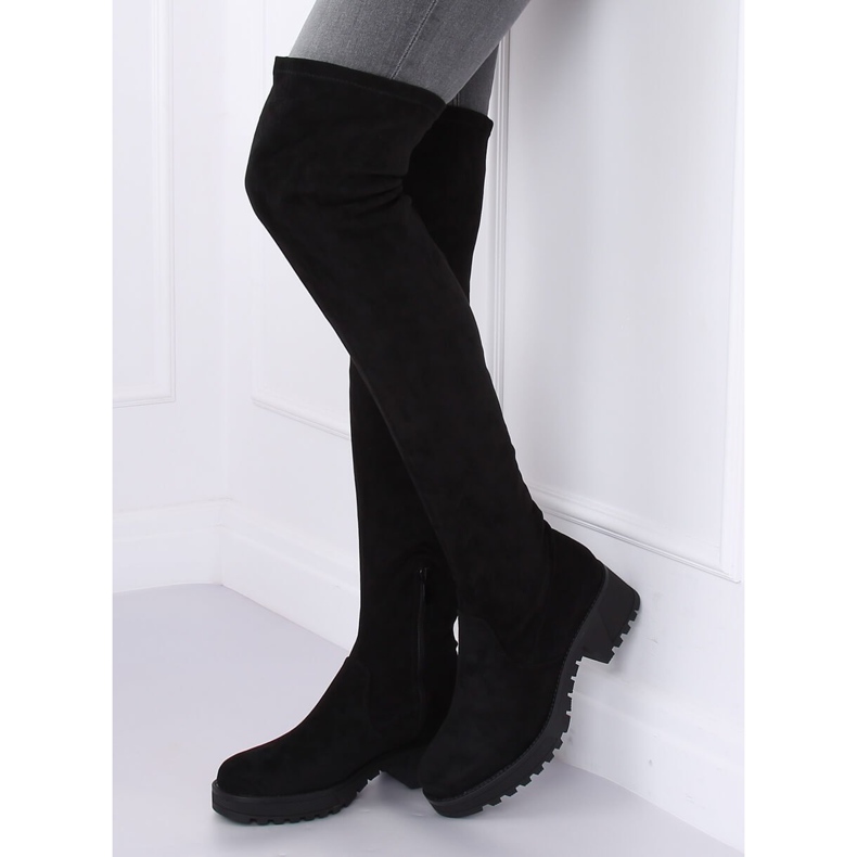 Botas hasta el muslo de ante negro 8056-GG Black 1