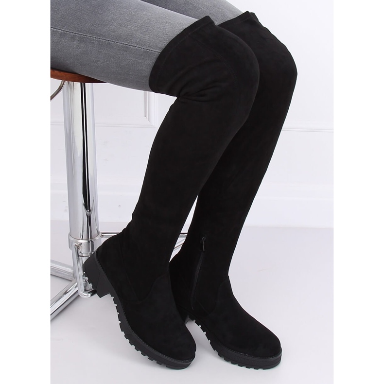 Botas hasta el muslo de ante negro 8056-GG Black 2