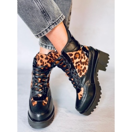Zapatos de suela alta NS067 Leopard negro 1