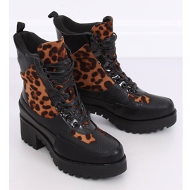 Zapatos de suela alta NS067 Leopard negro 5