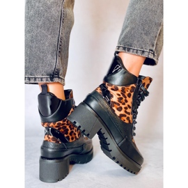 Zapatos de suela alta NS067 Leopard negro 2