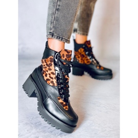 Zapatos de suela alta NS067 Leopard negro 3