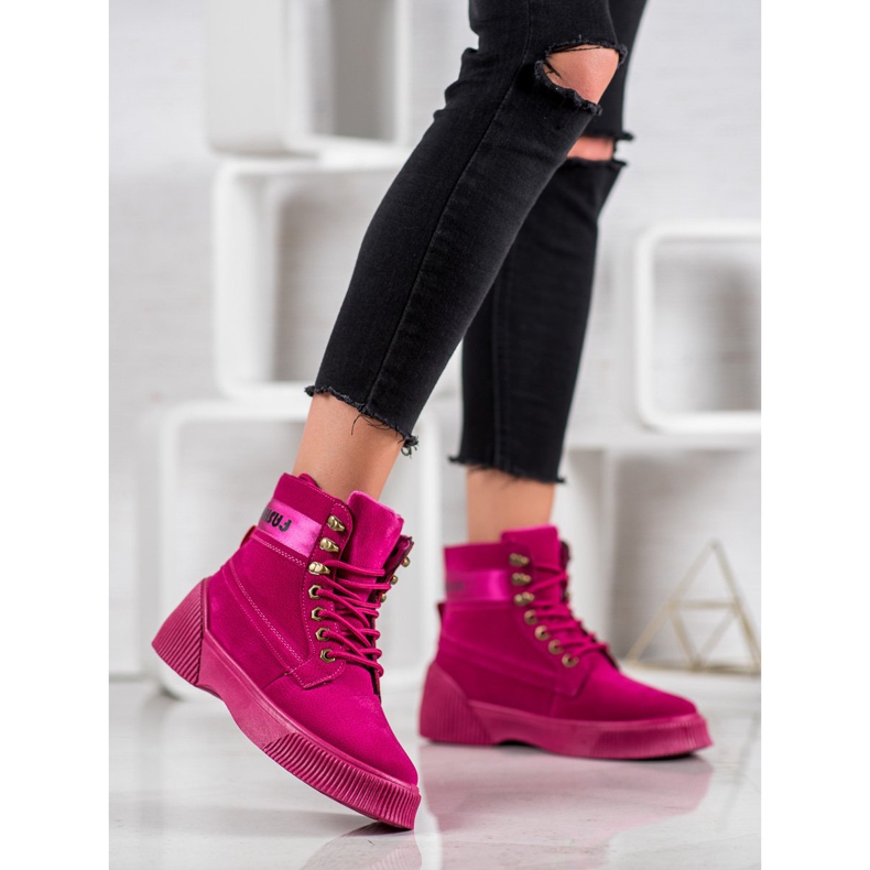 Yes Mile Botines atados de moda rosado 1