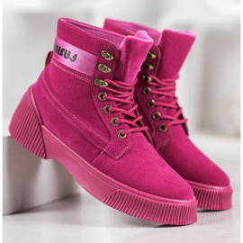 Yes Mile Botines atados de moda rosado 3