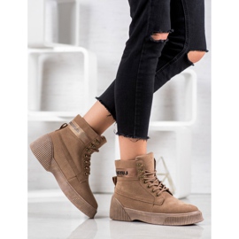 Yes Mile Botines atados de moda marrón 5