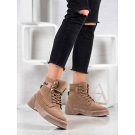 Yes Mile Botines atados de moda marrón 1