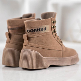 Yes Mile Botines atados de moda marrón 3
