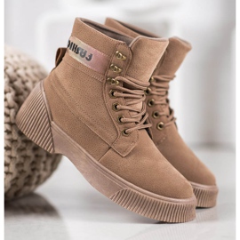 Yes Mile Botines atados de moda marrón 4